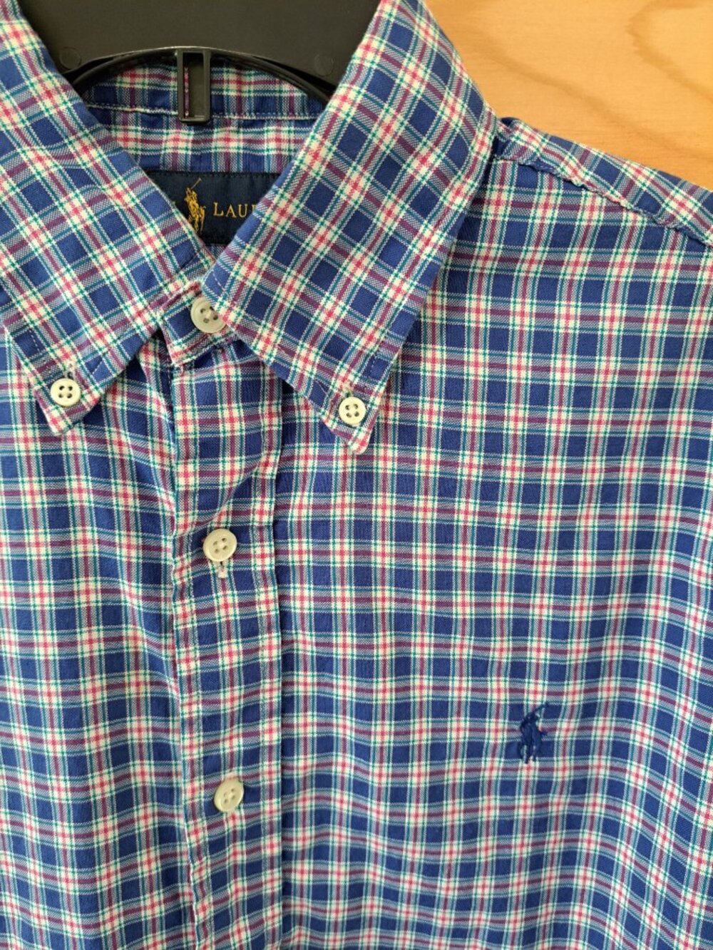 Ralph Lauren Men's Blue Plaid Button-Up Shirt Pony Logo Long Sleeve Small Gusset - Picture 2 of 14